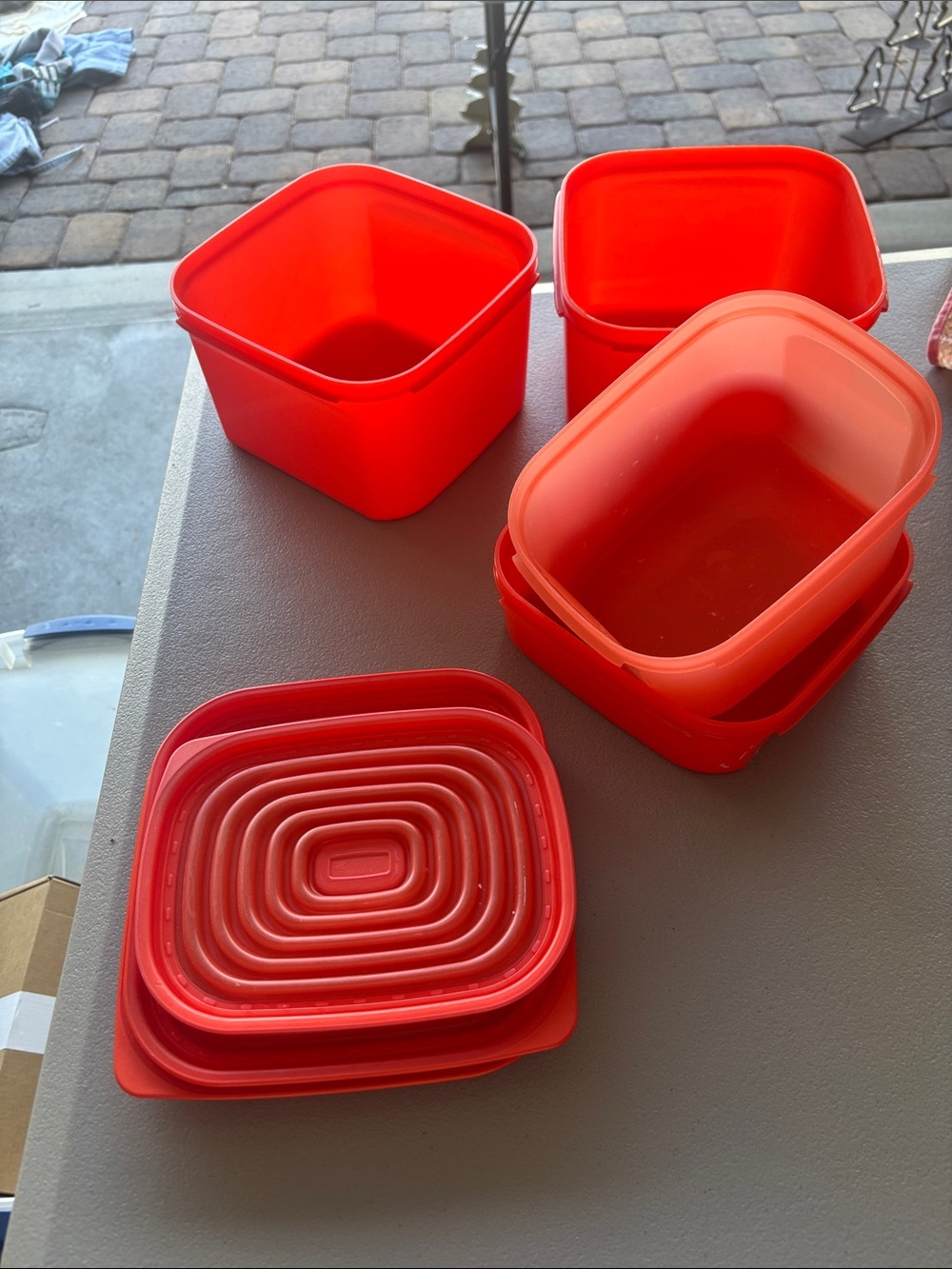 Orange Food Storage Containers - Set of Nesting Plastic Containers
